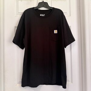 Carhartt Men's Black Short Sleeve Tee with Pocket Relax Fit Size LARGE Logo